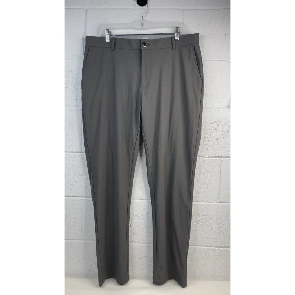 Hickey Freeman Chino Pants Mens 36x31 Gray Straight Stretch Golf Performance